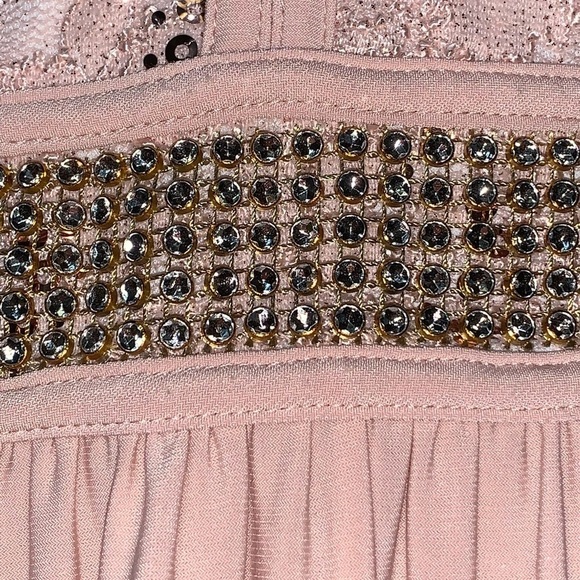 Juniors Morgan & co formal midi dress gown prom small pink keyhole back sequins - Picture 6 of 9